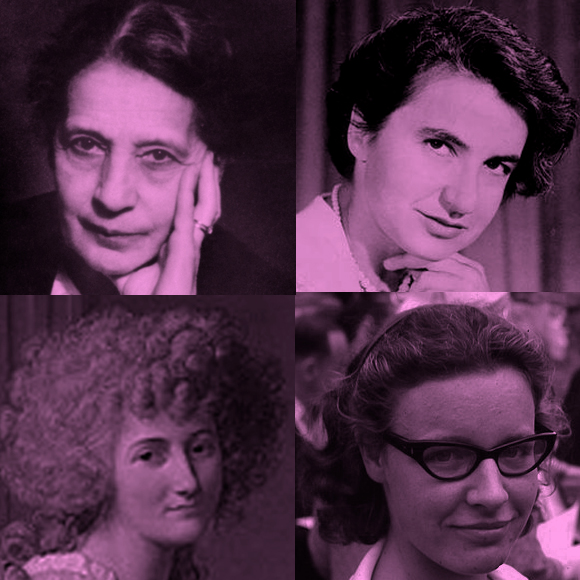 מימין למעלה, בכיוון השעון: רוזלינד פרנקלין, ג'וסלין בל-ברנל, מארי-אן פולז וליזה מייטנר | מקורות: ויקיפדיה, Science Photo Library