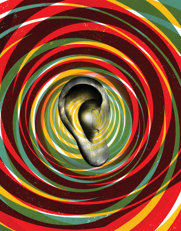 איור של אוזן.קרדיט: בריאן שטאופר | Scientific American