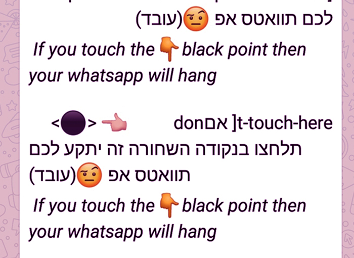 זו לא הנקודה, אלא אלפי תווים נסתרים שיוצרים עומס על המערכת | צילום מסך של ההודעה