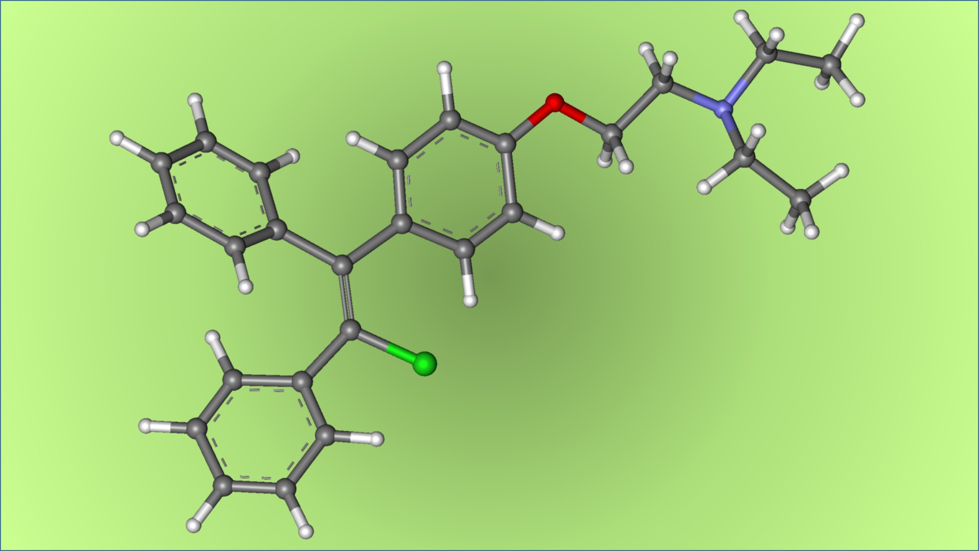 תהליך של 11 שנות פיתוח. המבנה המולקולרי של קלומיפן. מקור: ויקיפדיה, נחלת הכלל