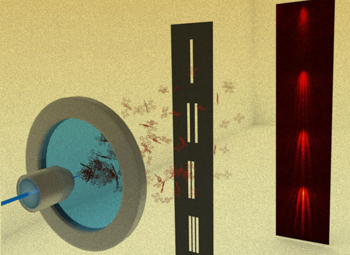 תופעות קוונטיות במולקולה כבדה. תרשים הניסוי | מקור: University of Vienna; Image-Design: Christian Knobloch