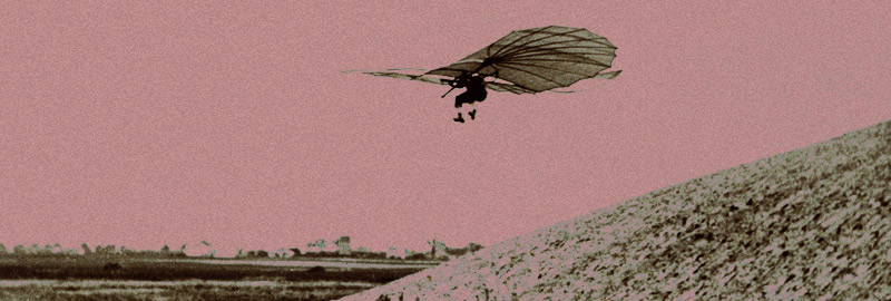 חיקה את מעוף הציפורים והעניק השראה לאחים רייט. לילינטל בפעולה (כנראה ב-1895) | צילום: ויקיפדיה, נחלת הכלל