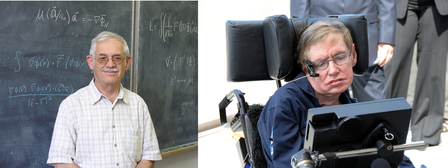 החישובים על פי תורת המיתרים תאמו את התחזיות שלהם. הוקינג (מימין) ובקנשטיין | מקור: ויקיפדיה, Science Photo Library